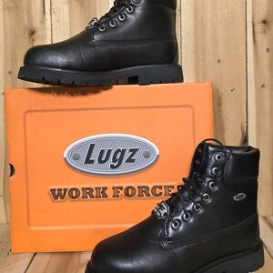 Lugz Black Men's Work Boots with Rugged Outsole